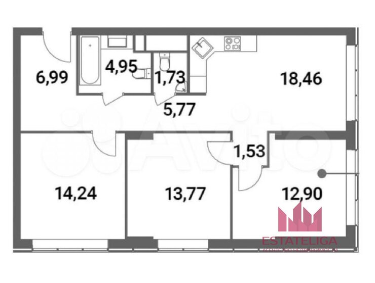 80 м², 3-комнатная квартира 31 500 000 ₽ - изображение 1