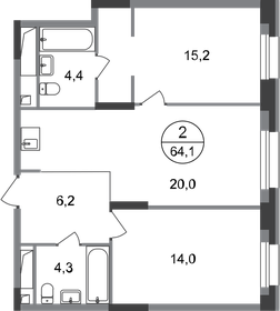 66,3 м², 2-комнатная квартира 13 800 000 ₽ - изображение 66