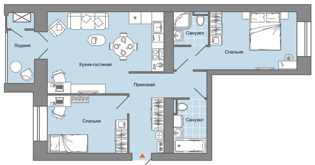 73 м², 3-комнатная квартира 6 760 922 ₽ - изображение 1