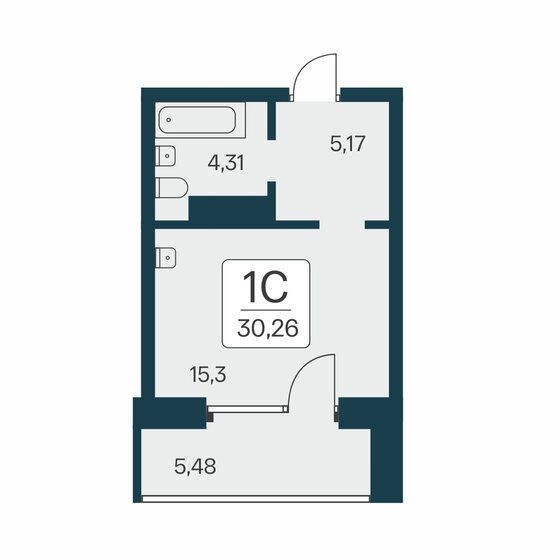 30,3 м², квартира-студия 6 700 000 ₽ - изображение 1