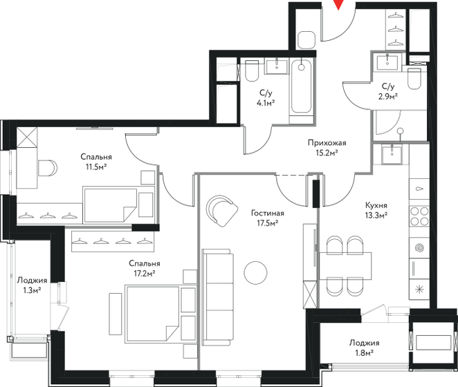 84,8 м², 3-комнатная квартира 26 966 400 ₽ - изображение 43