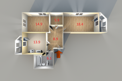 70,3 м², 2-комнатная квартира 6 849 000 ₽ - изображение 7