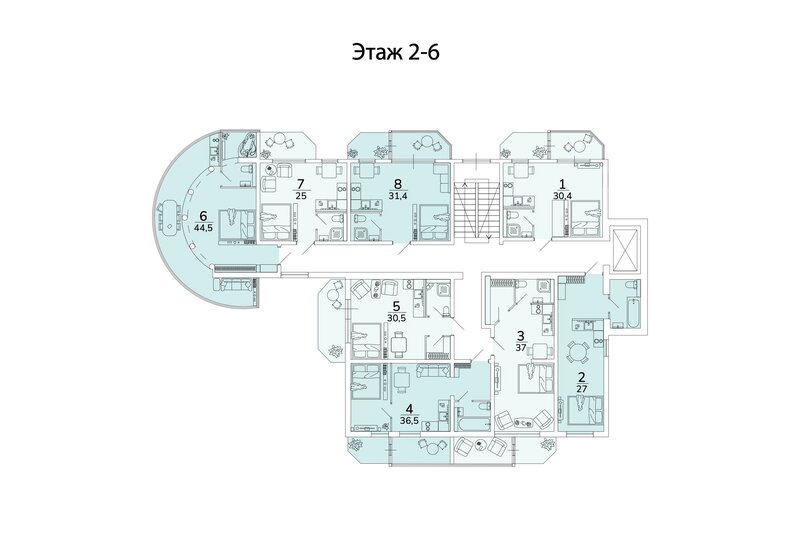 37 м², 1-комнатные апартаменты 15 740 000 ₽ - изображение 1