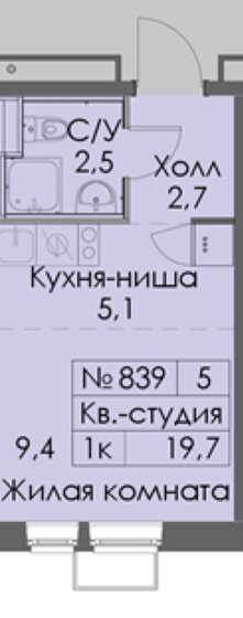 19,7 м², квартира-студия 6 800 000 ₽ - изображение 1