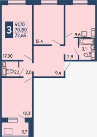 Квартира 72,7 м², 3-комнатная - изображение 1