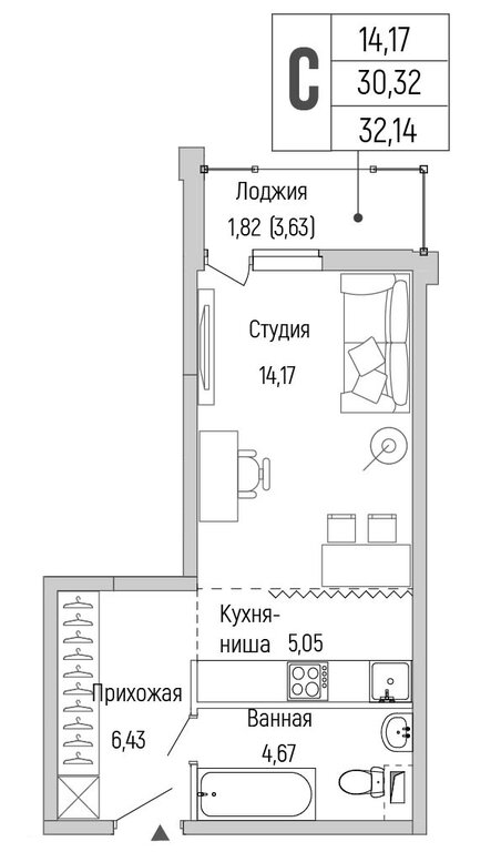 Варианты планировок ЖК Riga Hills - планировка 8