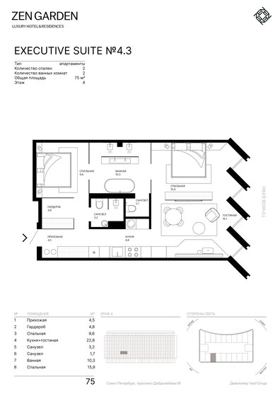 75 м², 3-комнатные апартаменты 33 745 500 ₽ - изображение 1