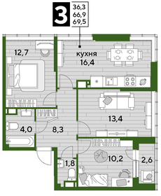 75,3 м², 3-комнатная квартира 18 000 000 ₽ - изображение 56