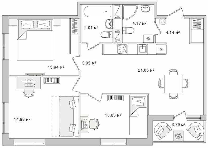 79,8 м², 3-комнатная квартира 21 222 528 ₽ - изображение 22