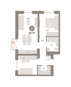 58,5 м², 2-комнатная квартира 19 510 000 ₽ - изображение 53