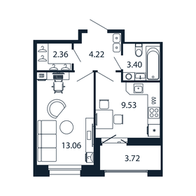 Квартира 34,4 м², 1-комнатная - изображение 1