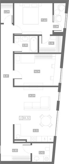 84,3 м², 2-комнатная квартира 21 080 000 ₽ - изображение 1