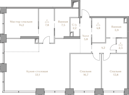 136,3 м², 3-комнатная квартира 188 587 008 ₽ - изображение 1