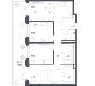 Квартира 92,3 м², 3-комнатная - изображение 1