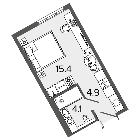 23,7 м², апартаменты-студия 9 755 000 ₽ - изображение 1