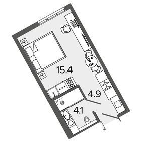 Квартира 23,7 м², студия - изображение 1