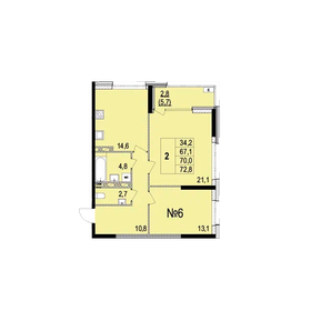 70 м², 2-комнатная квартира 20 500 000 ₽ - изображение 36