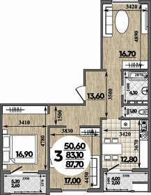 Квартира 87,7 м², 3-комнатная - изображение 1