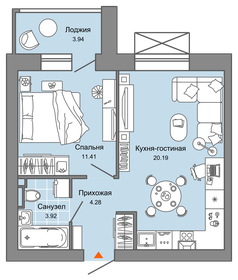 Квартира 42 м², 2-комнатная - изображение 1