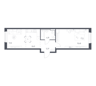 Квартира 47,8 м², 1-комнатная - изображение 1