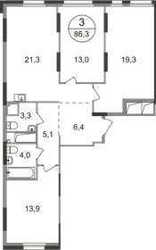 86,3 м², 3-комнатная квартира 19 608 430 ₽ - изображение 76