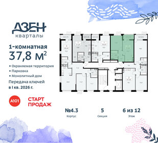 36,9 м², 1-комнатная квартира 7 100 500 ₽ - изображение 41