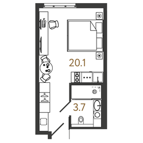 Квартира 23,8 м², студия - изображение 1