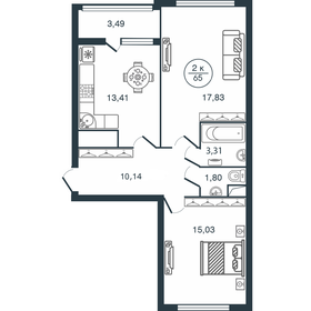 59,5 м², 2-комнатная квартира 6 277 250 ₽ - изображение 13