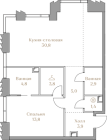 Квартира 66,4 м², 1-комнатная - изображение 1