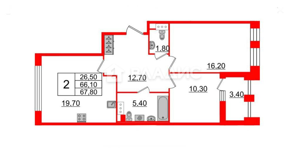 66,1 м², 2-комнатная квартира 23 000 000 ₽ - изображение 1