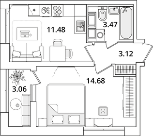 34 м², 1-комнатная квартира 8 500 000 ₽ - изображение 81