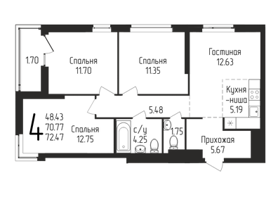 76 м², 4-комнатная квартира 8 800 000 ₽ - изображение 83