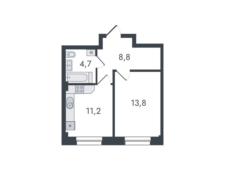 38,5 м², 1-комнатная квартира 4 954 950 ₽ - изображение 1