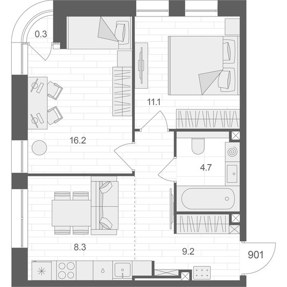 49,7 м², 2-комнатная квартира 28 045 100 ₽ - изображение 1