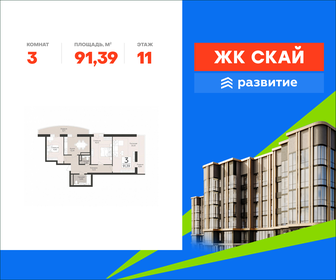Квартира 91,4 м², 3-комнатная - изображение 1