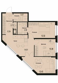 Квартира 63,8 м², 3-комнатная - изображение 1