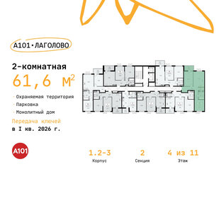 60,9 м², 2-комнатная квартира 8 130 098 ₽ - изображение 24