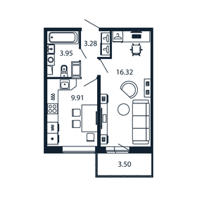 34,2 м², 1-комнатная квартира 6 184 888 ₽ - изображение 55