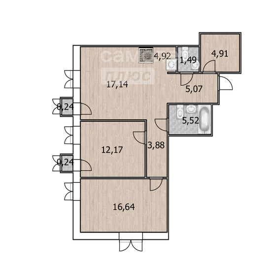 73 м², 3-комнатная квартира 13 500 000 ₽ - изображение 1