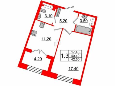 Квартира 40,4 м², 1-комнатная - изображение 1