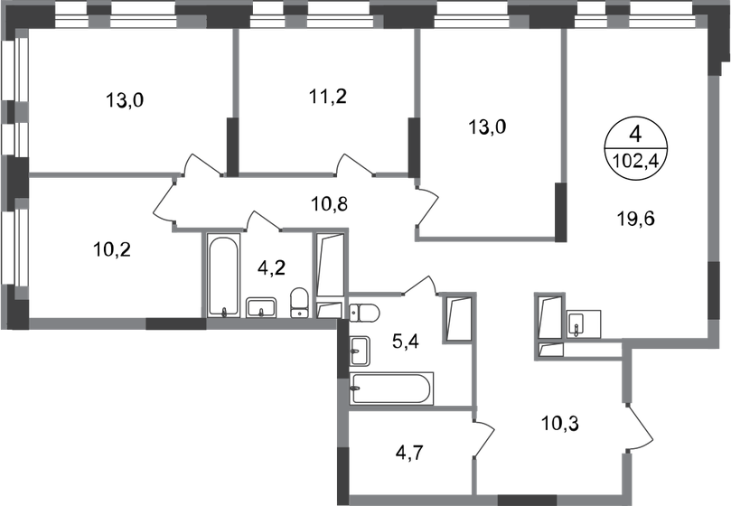 102,4 м², 4-комнатная квартира 20 469 356 ₽ - изображение 1