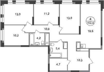 112,5 м², 4-комнатная квартира 23 611 374 ₽ - изображение 13