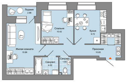 57,7 м², 2-комнатная квартира 6 440 000 ₽ - изображение 31