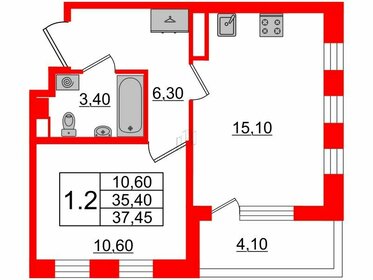 Квартира 35,4 м², 1-комнатная - изображение 1