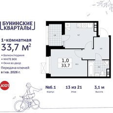 Квартира 33,7 м², 1-комнатная - изображение 3