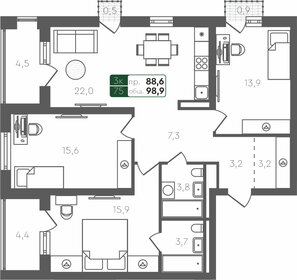 115,2 м², 3-комнатная квартира 8 200 000 ₽ - изображение 96