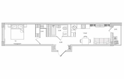 Квартира 45,2 м², 1-комнатная - изображение 1