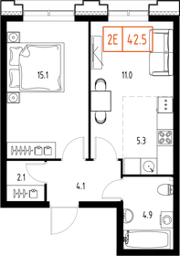 Квартира 42,5 м², 2-комнатная - изображение 2