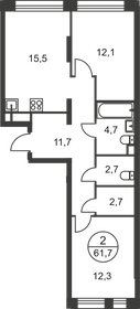 62,1 м², 2-комнатная квартира 16 143 083 ₽ - изображение 6