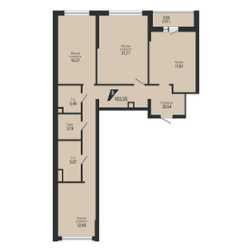 Квартира 103,4 м², 3-комнатная - изображение 2